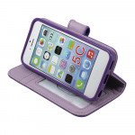 Wholesale iPhone 5C Quilted Flip Leather Wallet Case (Purple)